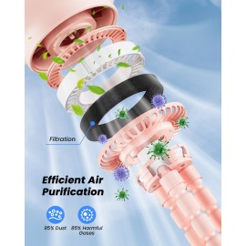 coldSky Stroller Fan, Baby Fan with 130 Auto Oscillating, 4000mAh Battery Operated Mini Portable Fan with Digital Display, 4 Speeds Flexible Tripod Clip On Fan for Car Seat Crib Pink