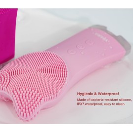 VRAIKO MIA Facial Cleansing Brush, Waterproof Rechargeable Face Cleansing Brush, with Soft Silicone and Adjustable Sonic Vibration, for Deep Cleansing Gentle Exfoliating and Massaging (Pink)