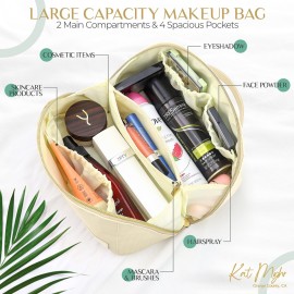 KAT MYHR Large Capacity Travel Cosmetic Bag - Waterproof Makeup Organizer Cosmetics Make Up for Women Cute