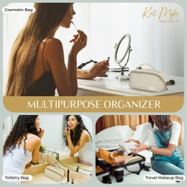 KAT MYHR Large Capacity Travel Cosmetic Bag - Waterproof Makeup Organizer Cosmetics Make Up for Women Cute