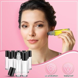 Sumind 150 Pcs Essential Oil Roller Bottles 10 ml Glass Empty Roll on Bottles with Stainless Steel Balls Leak Proof with 5 Funnel for Travel Essential Oil(Clear)