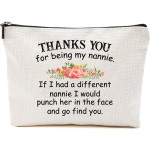 GreenStar Gifts Thank You For Being My Nannie Makeup Bag - Funny Nannie Gift - Mother\'s Day Gift - Birthday Novelty Present Ideas For Nannie - Makeup Bag Travel Pouch