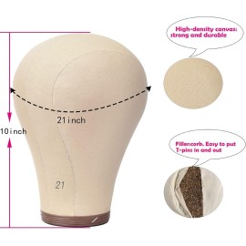 21 Inch Cork Canvas Block Head Mannequin Head Wig Display Styling Head.