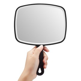 OMIRO Hand Mirror, Large Black Handheld Mirror with Handle, 10.3 L x 7.4 W