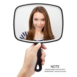 OMIRO Hand Mirror, Large Black Handheld Mirror with Handle, 10.3 L x 7.4 W
