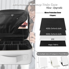 MOMIRA Travel Makeup Bag Cosmetic Bag Makeup Organizer Bag with Lighted Mirror, Adjustable Brightness in 3 Color Scenarios, Waterproof Makeup Train Case, Gift for Women - Silver MOMIRA Travel Makeup Bag Cosmetic Bag Makeup Organizer Bag with Lighted Mirror, Adjustable Brightness in 3 Color Scenarios, Waterproof Makeup Train Case, Gift for Women - Silver