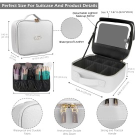 MOMIRA Travel Makeup Bag Cosmetic Bag Makeup Organizer Bag with Lighted Mirror, Adjustable Brightness in 3 Color Scenarios, Waterproof Makeup Train Case, Gift for Women - Silver MOMIRA Travel Makeup Bag Cosmetic Bag Makeup Organizer Bag with Lighted Mirror, Adjustable Brightness in 3 Color Scenarios, Waterproof Makeup Train Case, Gift for Women - Silver