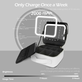 MOMIRA Travel Makeup Bag Cosmetic Bag Makeup Organizer Bag with Lighted Mirror, Adjustable Brightness in 3 Color Scenarios, Waterproof Makeup Train Case, Gift for Women - Silver MOMIRA Travel Makeup Bag Cosmetic Bag Makeup Organizer Bag with Lighted Mirror, Adjustable Brightness in 3 Color Scenarios, Waterproof Makeup Train Case, Gift for Women - Silver