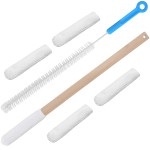 Yaomiao Set of 2 Long Handle Toe Brush 15.75 Inches Wooden Foot Towel Brush with Reusable Remove Soft Drying Covers for Foot Scrubber Cleaning Between Toes