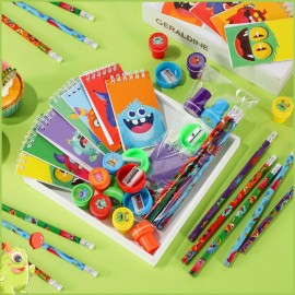 Pasimy 60 Pcs Monster Party Favors Include Cute Mini Monsters Notebooks Stampers Pencils Pencil Sharpeners Gift Bags Stationary Set for Birthday Party Gifts Students Classroom Rewards Prizes