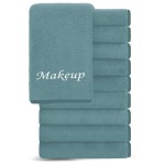 Cosy Family 10 Pack Makeup Remover Wash Cloths - Soft Microfiber Fingertip Facial Cleansing Cloths for Hand and Make Up, 12 x 12 in, Teal