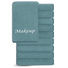 Cosy Family 10 Pack Makeup Remover Wash Cloths - Soft Microfiber Fingertip Facial Cleansing Cloths for Hand and Make Up, 12 x 12 in, Teal