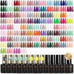 ROSALIND 100PCS Gel Nail Polish Set, 92 PCS Colors Gel Polish Set with 8 Bottles of Base and Glossy Matte Top Coat Starter Nail Set Suitable for All Seasons Gift for Women