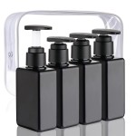 Hethyo Travel Bottles Travel Accessories Toiletries 4 Pack 3.7oz/110ml Travel Shampoo And Conditioner Bottles Empty Plastic Pump Bottle Dispenser Travel Size Bottles (4blank black)