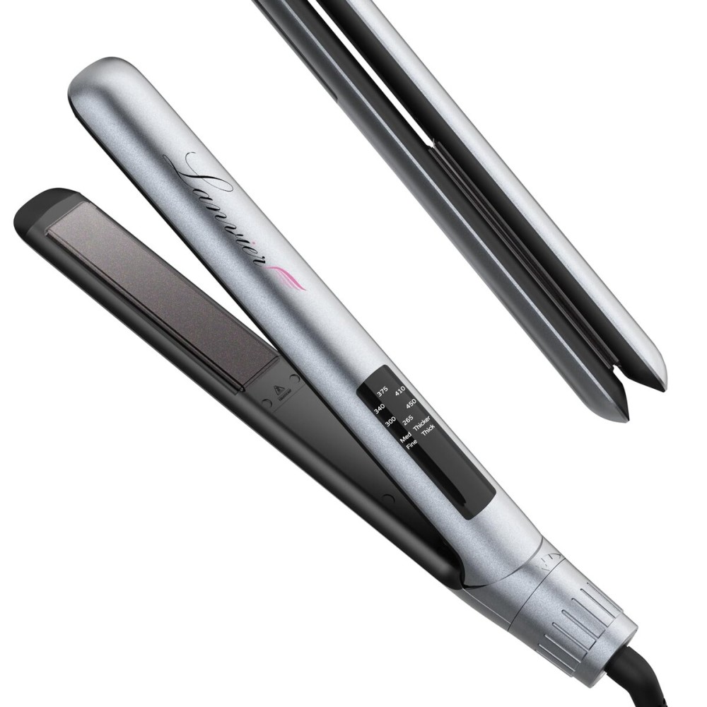 LANVIER Hair Straightener Flat Iron, 2 in 1 Hair Straightener and Curler, Nano Silver Tourmaline Titanium Ceramic Flat Iron, 15s Fast Heating, Rotating Temp Dial, Smart LED, Dual Voltage Hair Styler