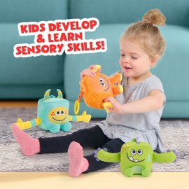 Super Simple WowWee Sensory Plush Monsters Dewey (Orange) with 5+ Sensory Features (Ages 0+)