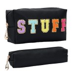 Fixwal Preppy Stuff Bag Set of 2, Travel Makeup Bag Cosmetic Bag, Makeup Brush Bag, Travel Purses for Women Girls, Black