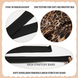 AWAYTR Long Toddler Silk Bonnet for Sleeping Elastic Satin Bonnets for Curly Hair Braid Night Cap for Aged 3-12 Kids (Leopard)