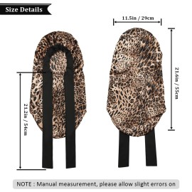 AWAYTR Long Toddler Silk Bonnet for Sleeping Elastic Satin Bonnets for Curly Hair Braid Night Cap for Aged 3-12 Kids (Leopard)