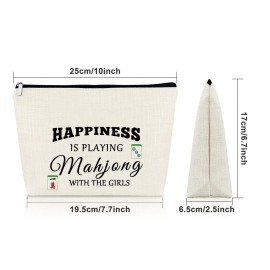 3PCS Mahjong Makeup Bag Board Game Lovers Gifts Storage Bags Funny Gifts for Mahjong Players Lucky Cosmetic Bags for Friend, Sister, Bestie