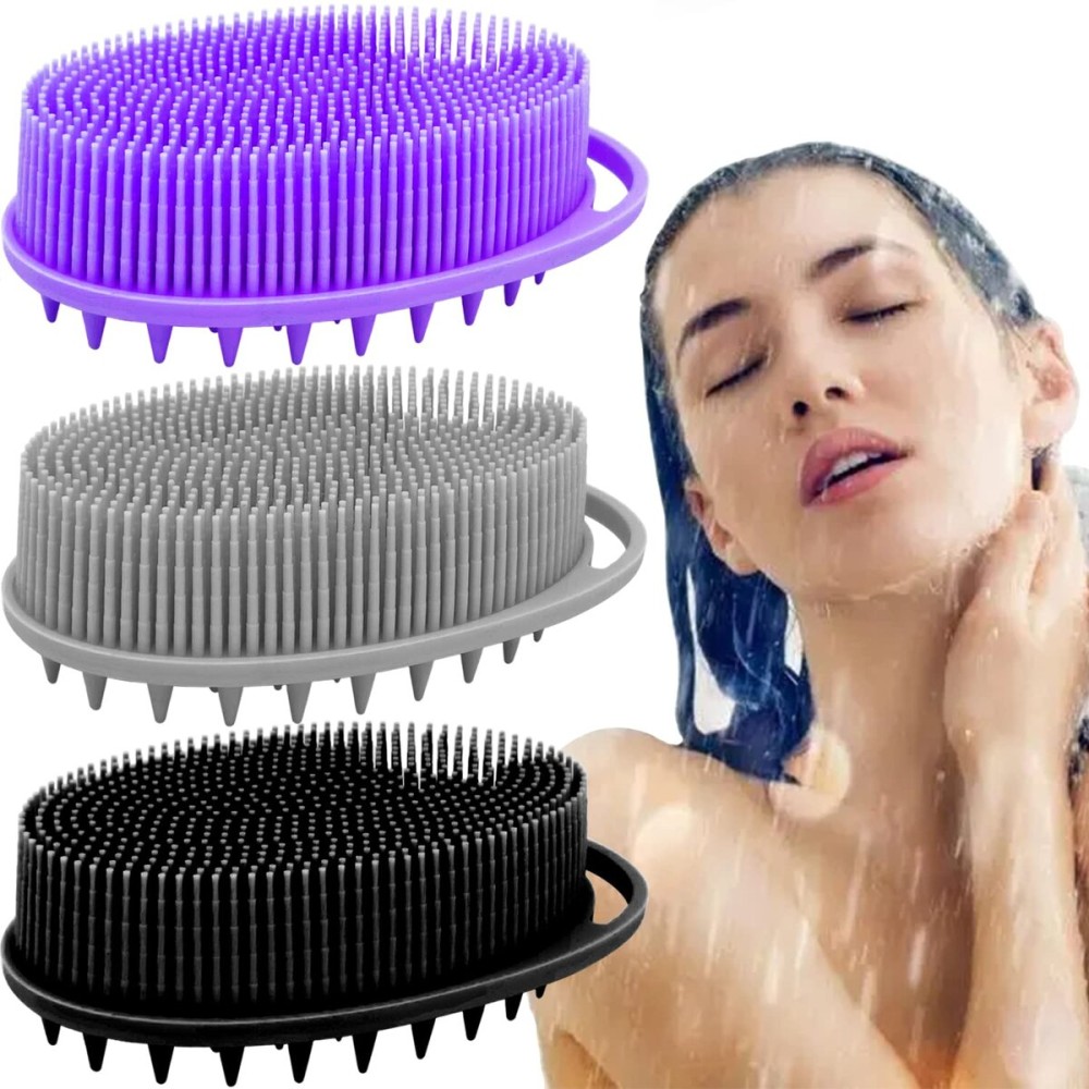 Silicone Body Brush, Exfoliating Body Scrubber, Silicone Body Scrubber Loofah, Silicone Bath Brush, Soft Exfoliating Body Bath Shower Scrubber Brush for Kids and Adults All Kinds of Skin -3 Pack Silicone Body Brush, Exfoliating Body Scrubber, Silicone Body Scrubber Loofah, Silicone Bath Brush, Soft Exfoliating Body Bath Shower Scrubber Brush for Kids and Adults All Kinds of Skin -3 Pack