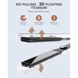 Flat Iron Ionic Hair Straightener, SAZIKA Professional Nano Titanium Straightener with Floating Plates for Hair Styling, Straightener and Curler 2 in 1 with Dual Voltage
