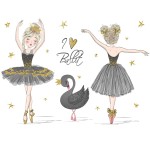 Pinenjoy Ballet Dancing Girl Wall Art Decals Ballerina and Black Swan Wall Sticker 48x31inch Removable Vinyl Wall Decors for Girls Kids Bedroom Nursery Dance Room Playroom
