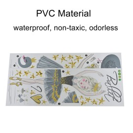 Pinenjoy Ballet Dancing Girl Wall Art Decals Ballerina and Black Swan Wall Sticker 48x31inch Removable Vinyl Wall Decors for Girls Kids Bedroom Nursery Dance Room Playroom