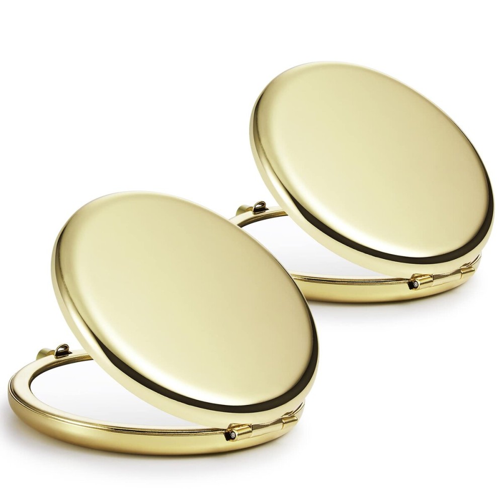 Getinbulk Compact Mirror Bulk, Set of 2 Double-Sided 1X/2X Magnifying Purse Pocket Makeup Mirrors(Round, Gold) Getinbulk Compact Mirror Bulk, Set of 2 Double-Sided 1X/2X Magnifying Purse Pocket Makeup Mirrors(Round, Gold)