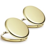 Getinbulk Compact Mirror Bulk, Set of 2 Double-Sided 1X/2X Magnifying Purse Pocket Makeup Mirrors(Round, Gold)