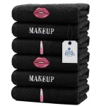 DAN RIVER Makeup Towel 100% Spun Cotton - (Pack of 6) Luxuriously Soft Reusable Makeup Remover Cloth, Facial Cleansing Cloth, of 6 13x13 Inch, Black Towels - Makeup
