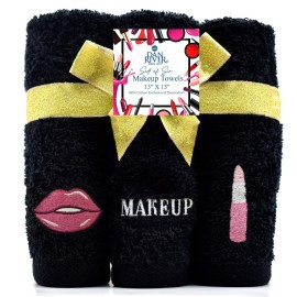 DAN RIVER Makeup Towel 100% Spun Cotton - (Pack of 6) Luxuriously Soft Reusable Makeup Remover Cloth, Facial Cleansing Cloth, of 6 13x13 Inch, Black Towels - Makeup DAN RIVER Makeup Towel 100% Spun Cotton - (Pack of 6) Luxuriously Soft Reusable Makeup Remover Cloth, Facial Cleansing Cloth, of 6 13x13 Inch, Black Towels - Makeup