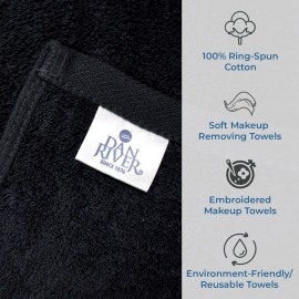 DAN RIVER Makeup Towel 100% Spun Cotton - (Pack of 6) Luxuriously Soft Reusable Makeup Remover Cloth, Facial Cleansing Cloth, of 6 13x13 Inch, Black Towels - Makeup DAN RIVER Makeup Towel 100% Spun Cotton - (Pack of 6) Luxuriously Soft Reusable Makeup Remover Cloth, Facial Cleansing Cloth, of 6 13x13 Inch, Black Towels - Makeup