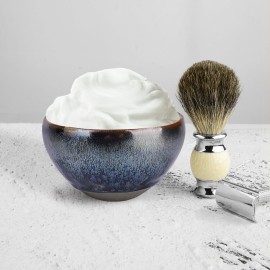 Linkidea Purely Handmade Shaving Soap Bowl, Wide Mouth and Large Capacity Porcelain Shaving Soap Bowl for Men, Shave Bowl for Shaving Soap (Colorful)
