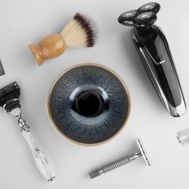 Linkidea Purely Handmade Shaving Soap Bowl, Wide Mouth and Large Capacity Porcelain Shaving Soap Bowl for Men, Shave Bowl for Shaving Soap (Colorful)