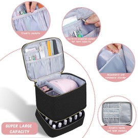 RZMAYIS Nail Polish Carrying Case Bag-Holds 30 Bottles, Double-Layer Nail Polish Storage and Nail Dryer Case