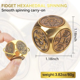 Hexahedral Spinning Metal Fidget Toy for Adults, Stress & Anxiety Relief - ADHD & Autism Sensory Toy (Small)