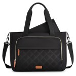 mommore Diaper Bag Tote Small Baby Bag with Insulated Pockets, Lightweight Mommy Tote with Stroller Straps, Nurse Gym Travel (b-Black)
