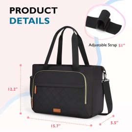 mommore Diaper Bag Tote Small Baby Bag with Insulated Pockets, Lightweight Mommy Tote with Stroller Straps, Nurse Gym Travel (b-Black)