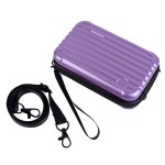 Framendino, Purple Hard Shell Cosmetics Case Carrying Bag for Toiletry Mini Cross Body with Detachable Grip Rope and Shoulder Strap Women