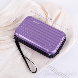 Framendino, Purple Hard Shell Cosmetics Case Carrying Bag for Toiletry Mini Cross Body with Detachable Grip Rope and Shoulder Strap Women