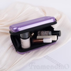 Framendino, Purple Hard Shell Cosmetics Case Carrying Bag for Toiletry Mini Cross Body with Detachable Grip Rope and Shoulder Strap Women