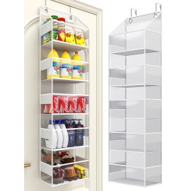 PHOTOONE 5-Tier Over The Door Storage Hanging Organizer, Clear Hanging Storage Pantry Organizer, Large Capacity Door Organizer for Closet, Bedroom, Baby Nursery, Bathroom and Sundries