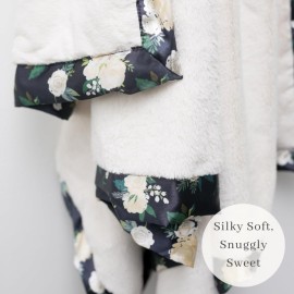 Saranoni Satin Border Receiving Blankets for Babies Super Soft Lush Luxury Baby Blanket | Satin Border Rose Blossom, Mini 20 x 15