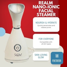 Realm Concept Market Nano Ionic Facial Steamer with Precise Temp Control - 30 Min Steam Time - Humidifier - Unclogs Pores - Blackheads - Spa Quality