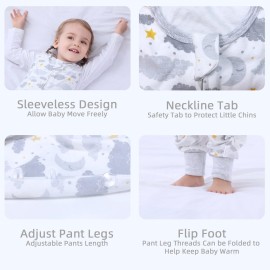 NOUJULOUN Toddler Sleeping Sack, Toddler Sleep Sack with Feet, Walker Wearable blanket, Sleep Sack with Legs,0.5TogMoon 2T-3T