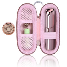 co2CREA Hard Case and Replacement Head Compatible with Finishing Touch Flawless Facial Hair Remover Electric Face Razor for Women (Rose Gold Case + Replacement Head)