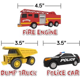 SplashEZ Mold Free Baby Bath Toys, No Hole Bath Toys for Toddlers, Bathtub 6-Pack Cars Set for Kids, No Mold Floating Water 6 Vehicles Set for Pool, BPA-Free Safe Fun, Infant Ages 1 3 6 12 18 Mo