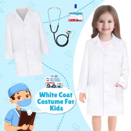 GIFTINBOX Doctor Costume for Kids Doctor Lab Coat for Kids Real Stethoscope, Lab Costumes for Children age 3-12