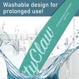 PrettyClaw | 25pc Professional Nail File 80/80 Grit Premium Green Half Moon Acrylic Nail Files Plastic Center Double Sided Zebra Emery Board for Nails Washable 7 inch Nail File